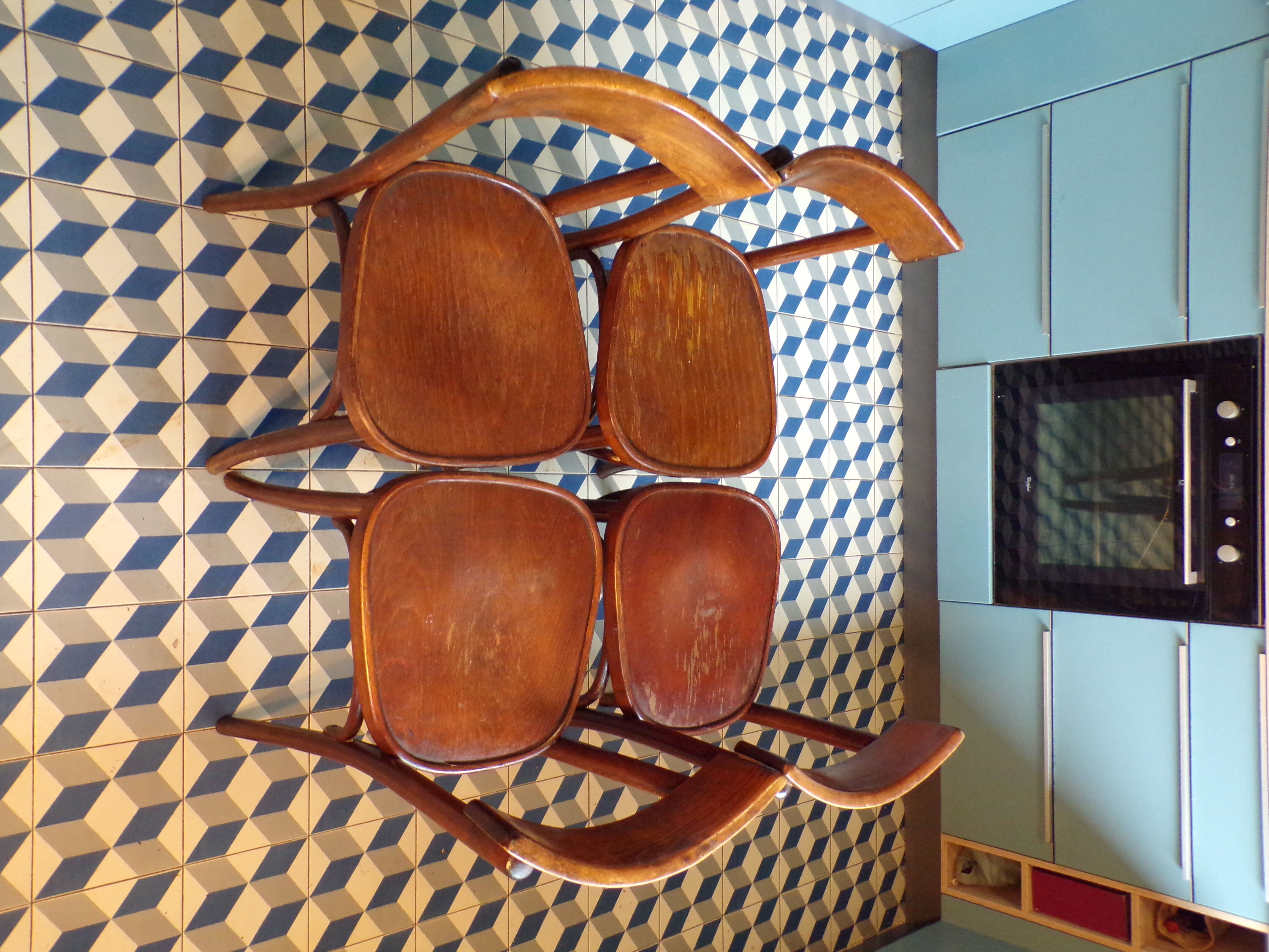 4 antique bistro chairs in bentwood