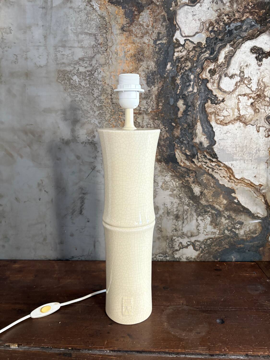 Pied de lampe bambou  céramique craquelé