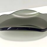 Centre de table / bol à bibelots en verre vert foncé épais, attribué à Fontana Arte