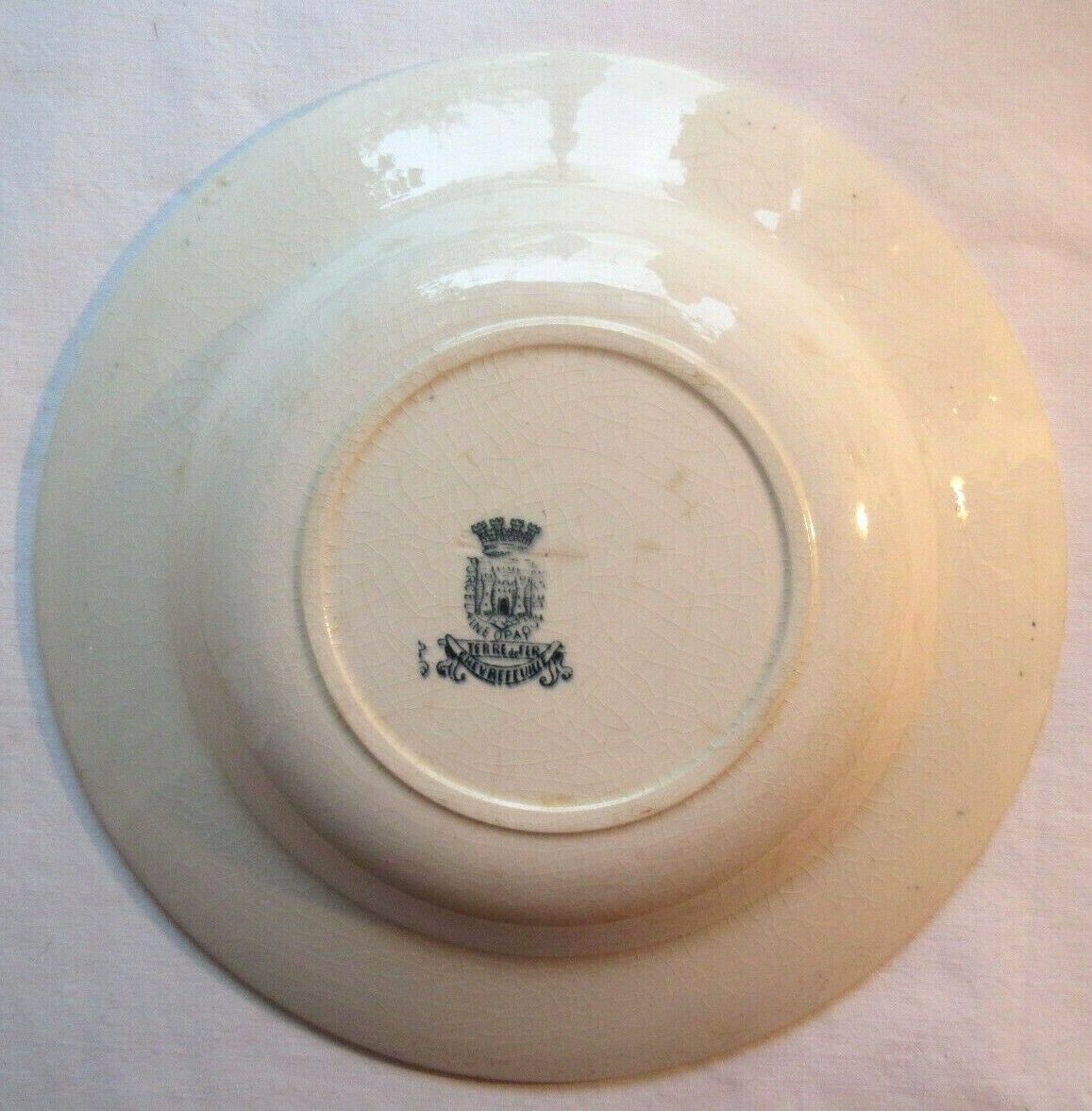 Art Nouveau Terre de Fer GIEN hollow plate, blue model, The Honeysuckle