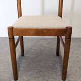 Set of 6 brutalist beech chairs, 1960s-1970s