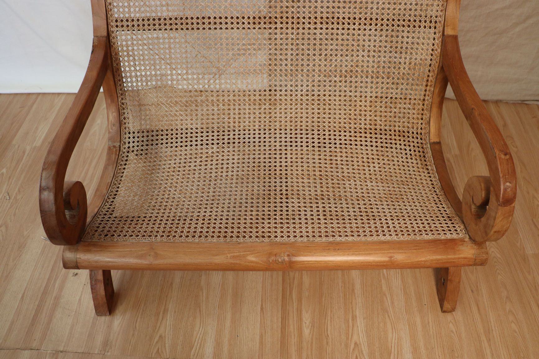 Solid wood bench and caning
