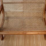 Solid wood bench and caning