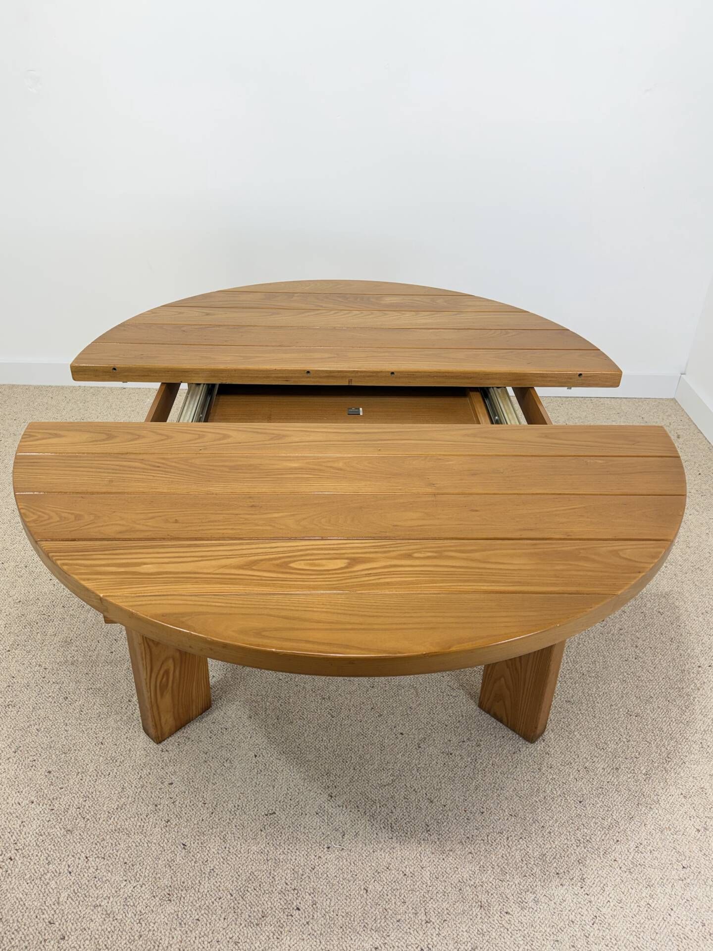 Vintage extendable round table in the spirit of Atelier Chauvin S.A. – 1970s