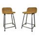 Tabourets Vintage en Acier et Rotin Dirk Van Sliedregt, 1960s, Set de 2