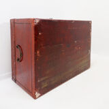 Chinese red lacquered leather trunk from the early 20th century.