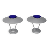 A pair of vintage 1980s wall lights | Metal and glass | Original retro ligh