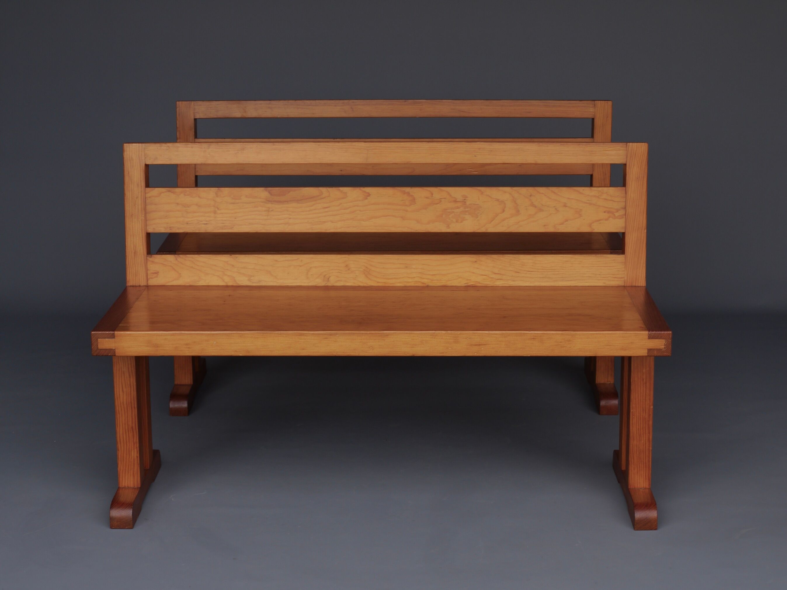 Pair of vintage scandinavian pine benches, 1970s