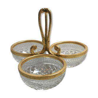 Serviteur ancien en verre cristal et bronze doré