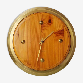 Horloge Bony en bois de chêne blanc 80s