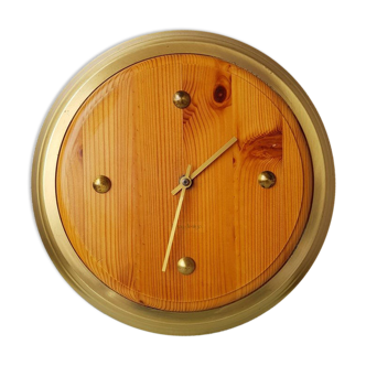 Horloge Bony en bois de chêne blanc 80s