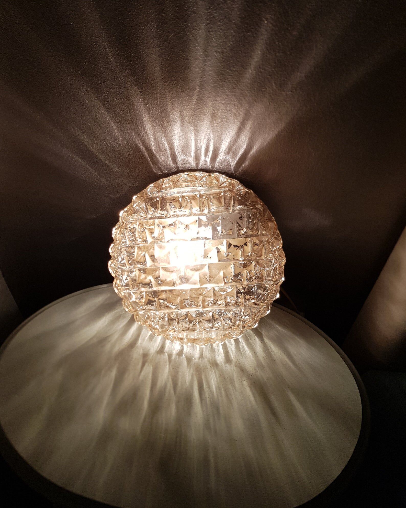 60s golden glass ceiling lamp