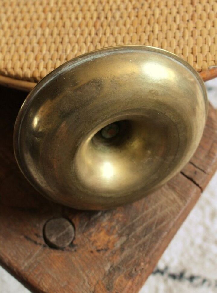 Brass pusher round cut candle holder