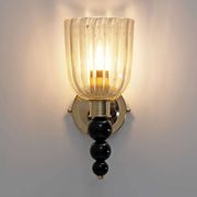 Pair of Italian Murano Glass Wall Sconces with Gold Dust Inclusions and Bra