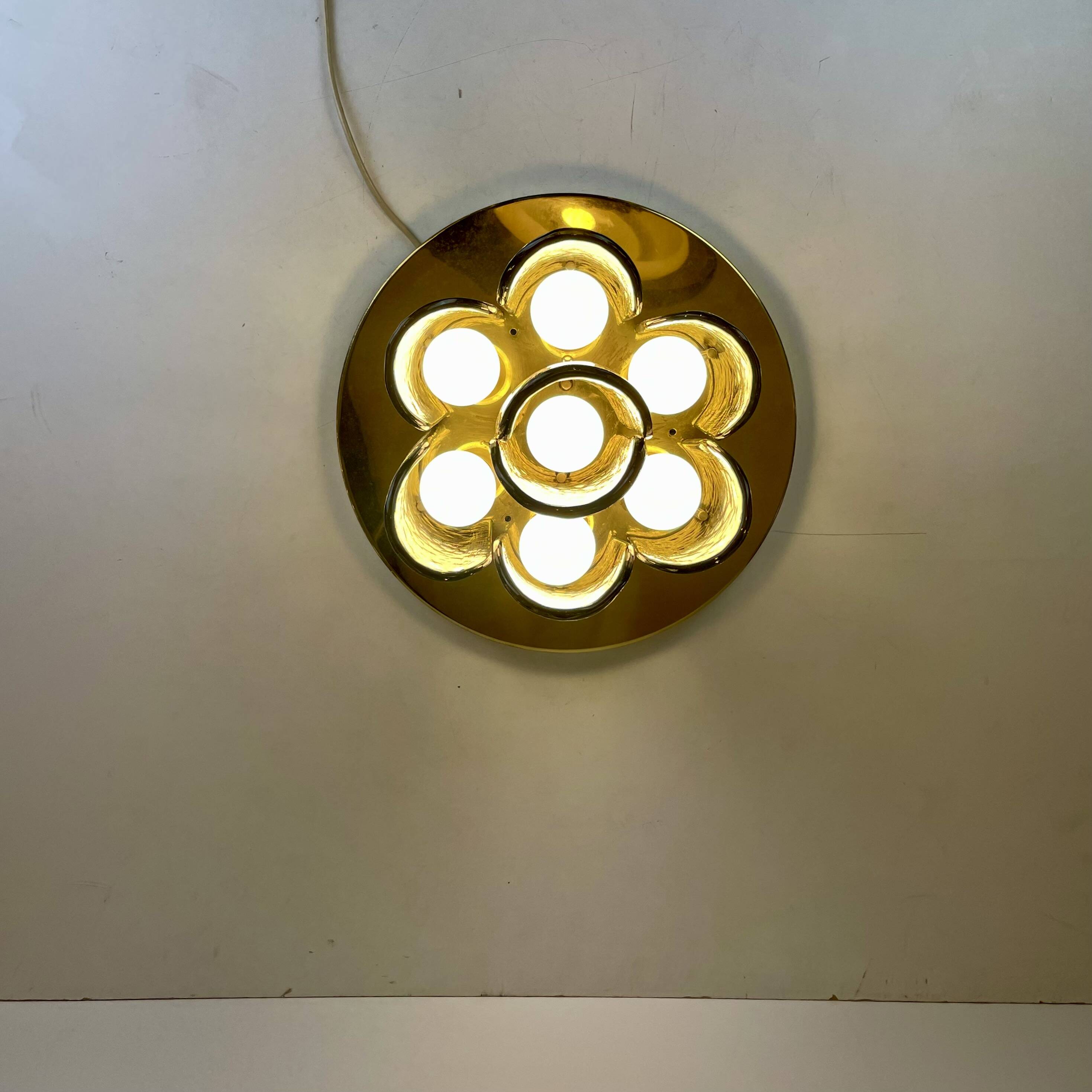 Murano & Brass Ceiling Lamp by J.T. Kalmar, Austria, 1960s