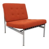 Vintage modernist armchair in fabric and chrome metal from the 70s