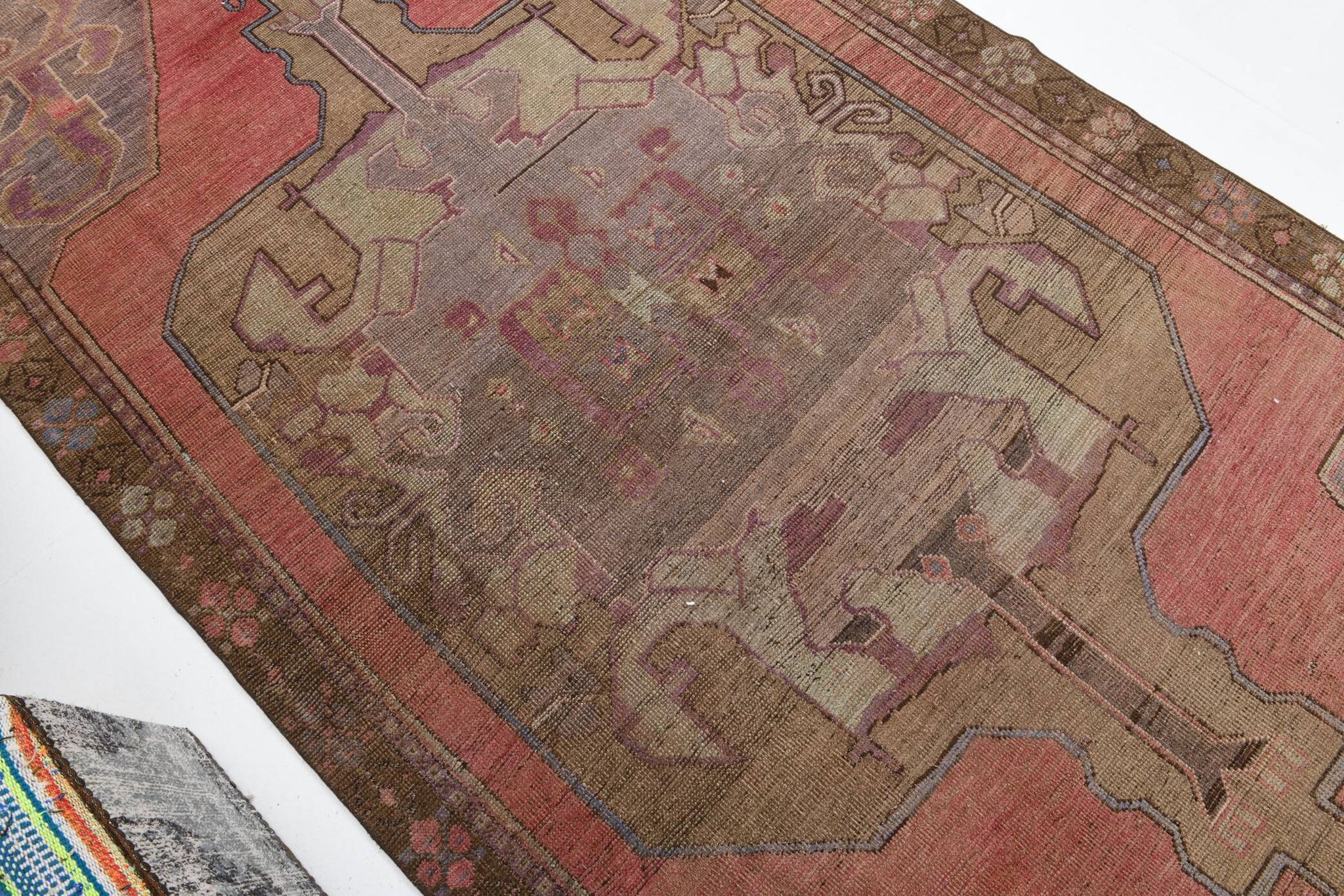 5x11 Rug For Living Room Red Brown Turkish Vintage Rug 150x338Cm