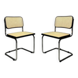 Pair of Marcel Breuer B32 Cesca black chairs