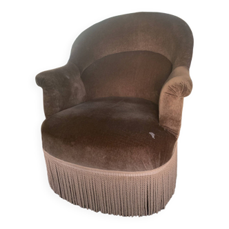 Brown velvet toad armchair