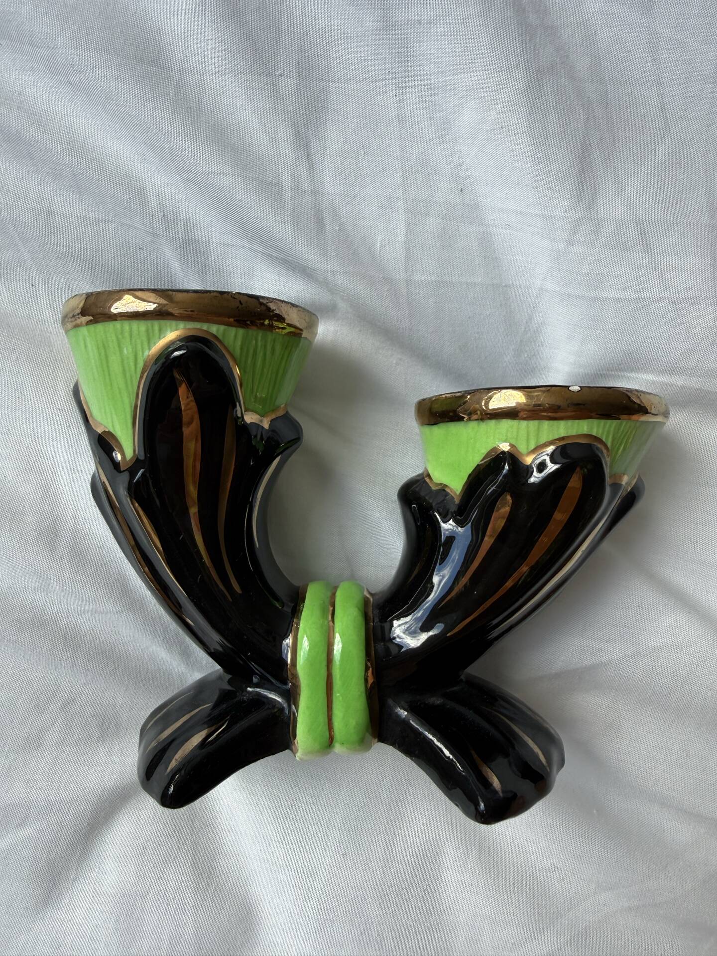Magnifique Bougeoir Vintage Céramique Monaco Décor Main