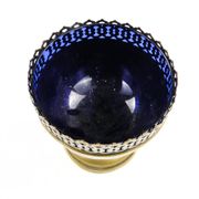 Art Nouveau sugar bowl, brass, cobalt glass, Sweden, early 20th century
