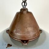 Industrial Grey Enamel and Cast Iron Pendant Light, 1960s