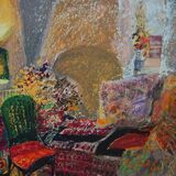 Yvonne CHEFFER DELOUIS: Reading in the Salon, Original signed lithograph