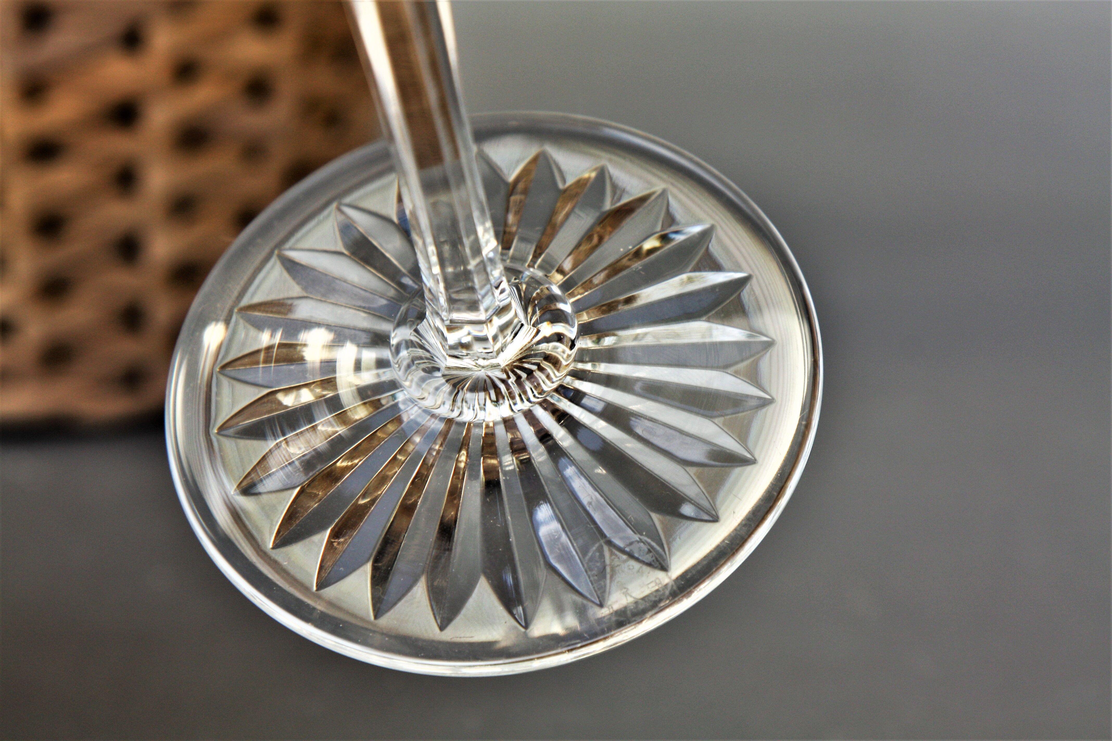 Baccarat crystal wine glass model Burgos cobalt blue