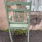 Indian chair in green lacquered wood