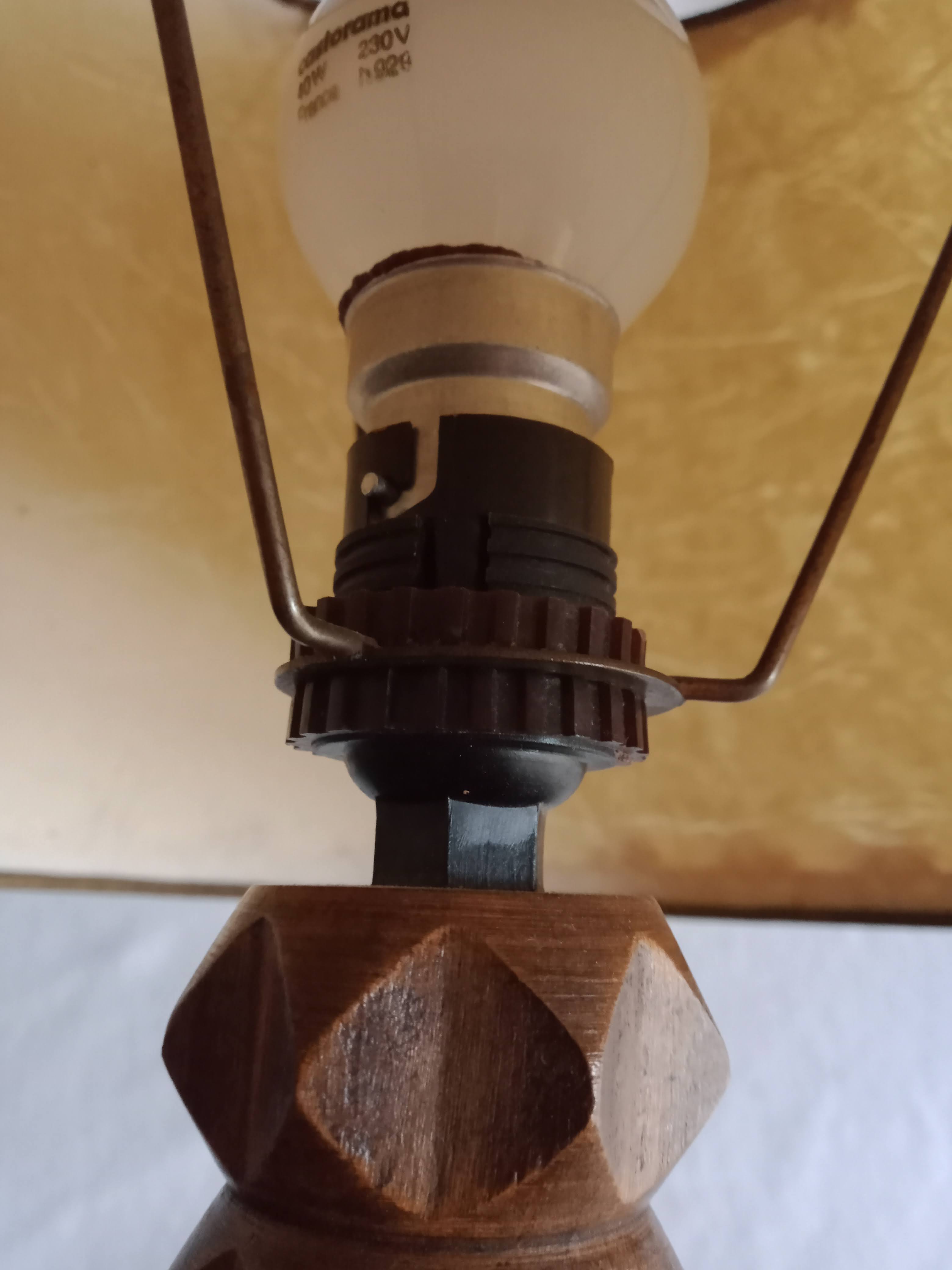 Vintage turned wooden bedside lamps
