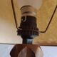 Vintage turned wooden bedside lamps