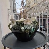 Jardinière in slipware signed by Gustave de Bruyn.