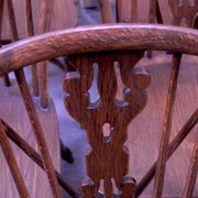 Lot de 6 chaises Windsor à dossier lyre en chêne massif, années 1960