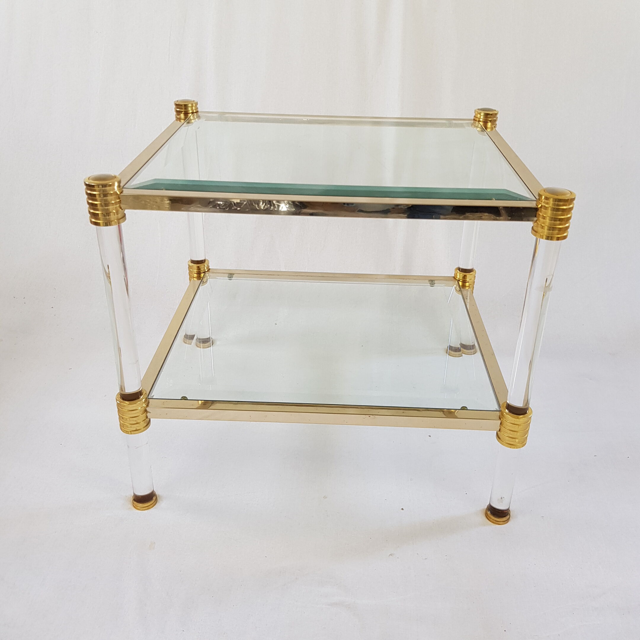 Coffee table in Lucite and Golden steel