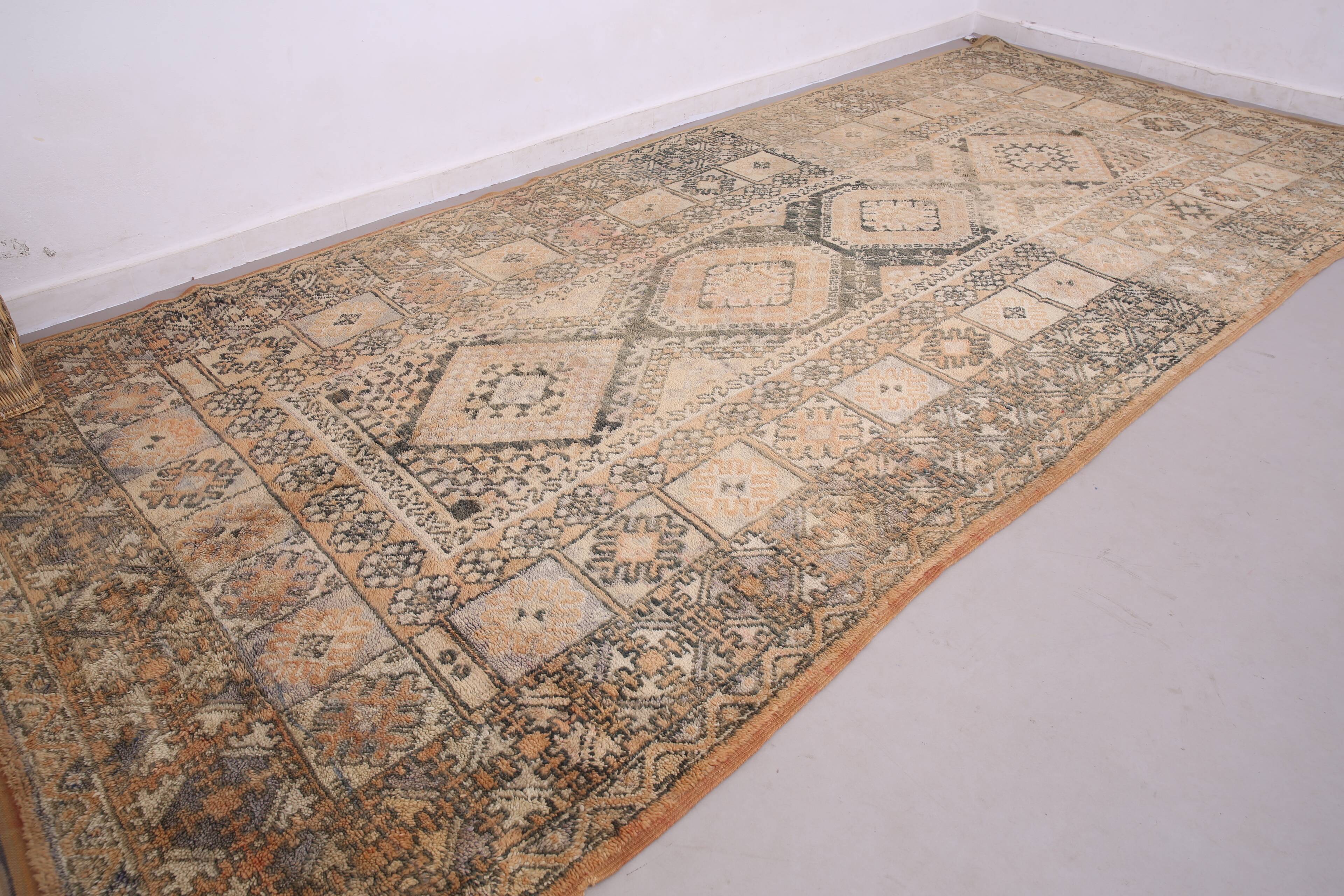 Extra Large Vintage Moroccan Rug  217 x 487 - Berber wool Boho Rug Handmade