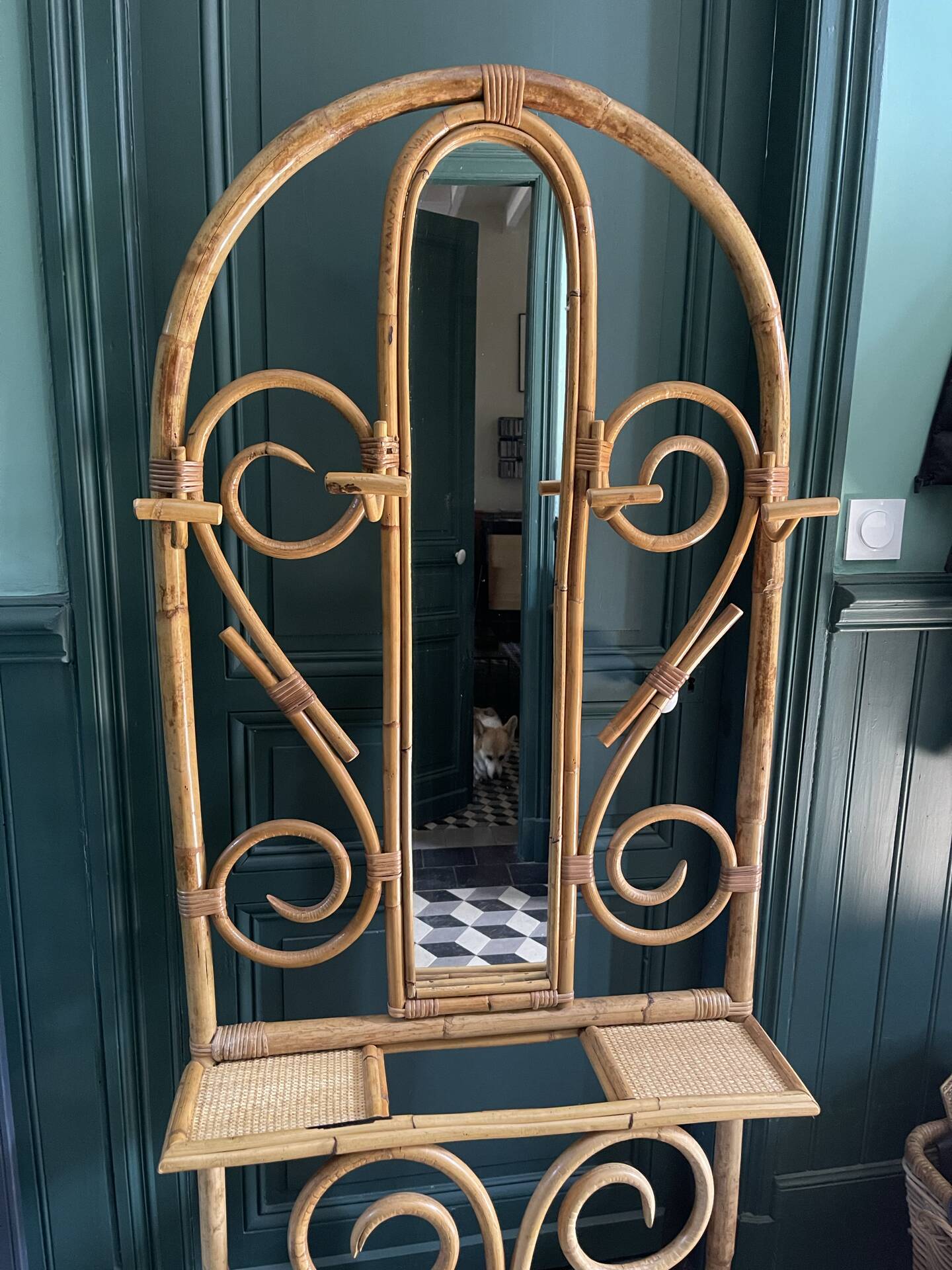 60s bamboo and rattan wardrobe