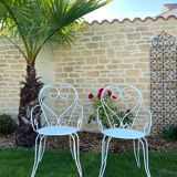 Paire de fauteuils de jardin en fer forgé