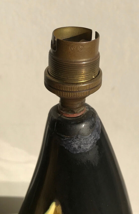 Free-form lamp, black and yellow ceramic - 1950s.