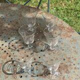 6 clear glass wine glasses with antique chiseled flower pattern
