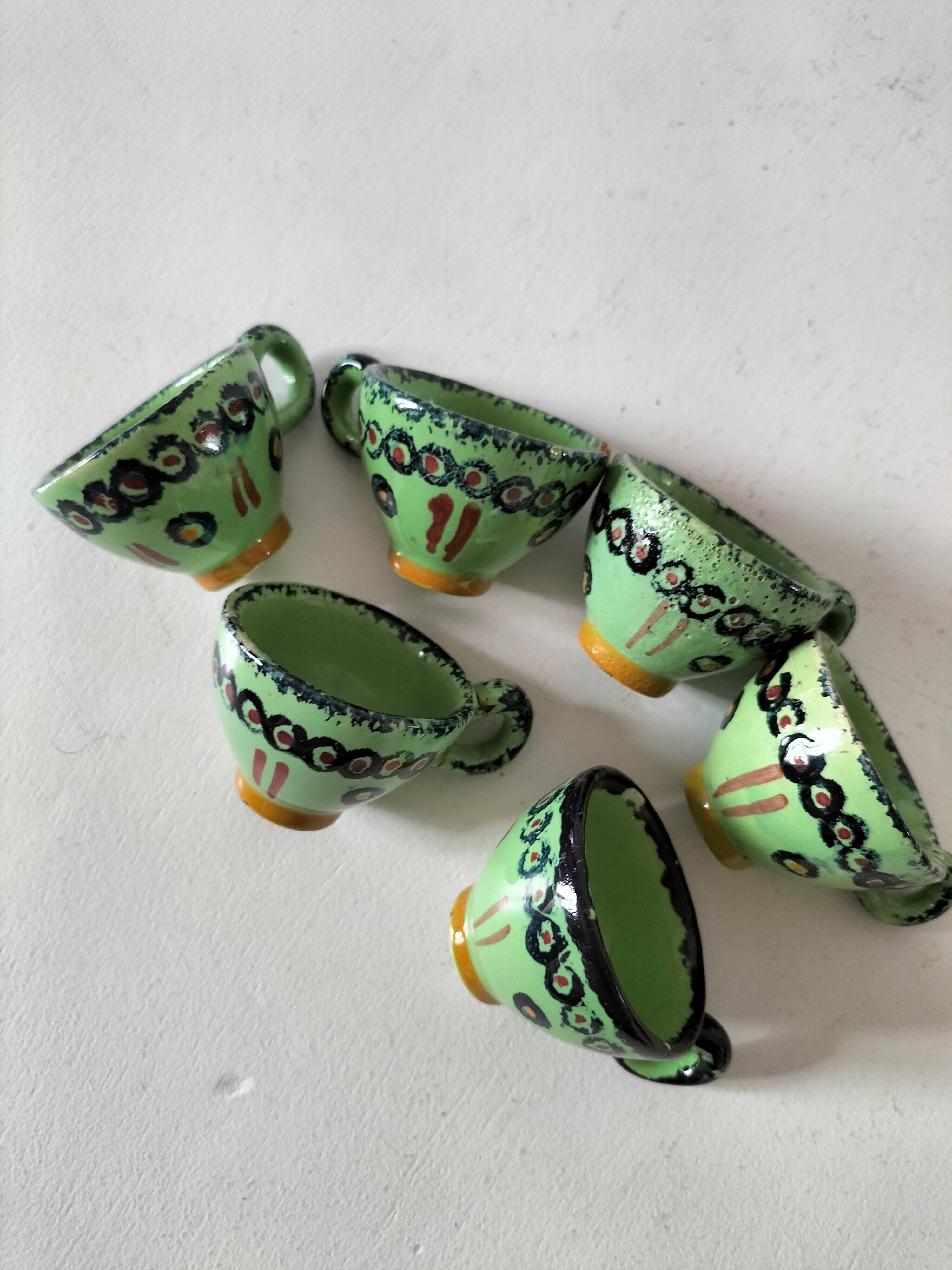 6 mini HB Quimper cups, bright green