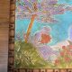 Antique trivet Enamels of Longwy woman landscape decoration