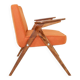 Fauteuil lounge vintage en laine, tissu orange et bois de hêtre