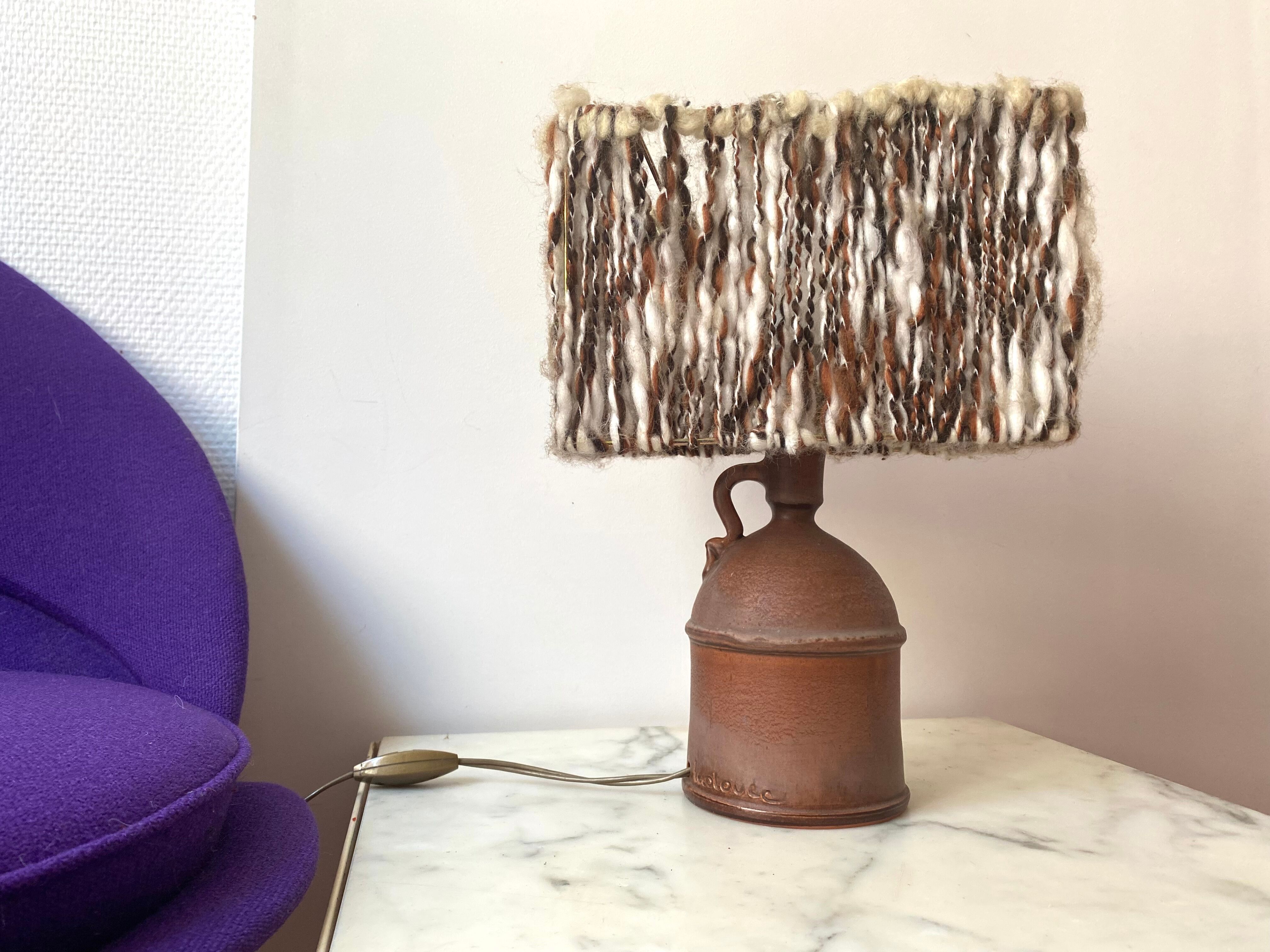 Living room lamp bedside pottery Ludovic and wool 50s vintage