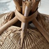 Suspension éventail en raphia tressé, Allemagne, années 1950 - possiblement Ingo Maurer