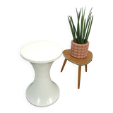 Tabouret en plastique blanc table à plantes vintage