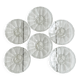 Set of 6 dessert plates, transparent glass with engraved flower pattern.