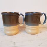 Duo de tasses, mug en grès anglais émaillé artisanal. Belle taille