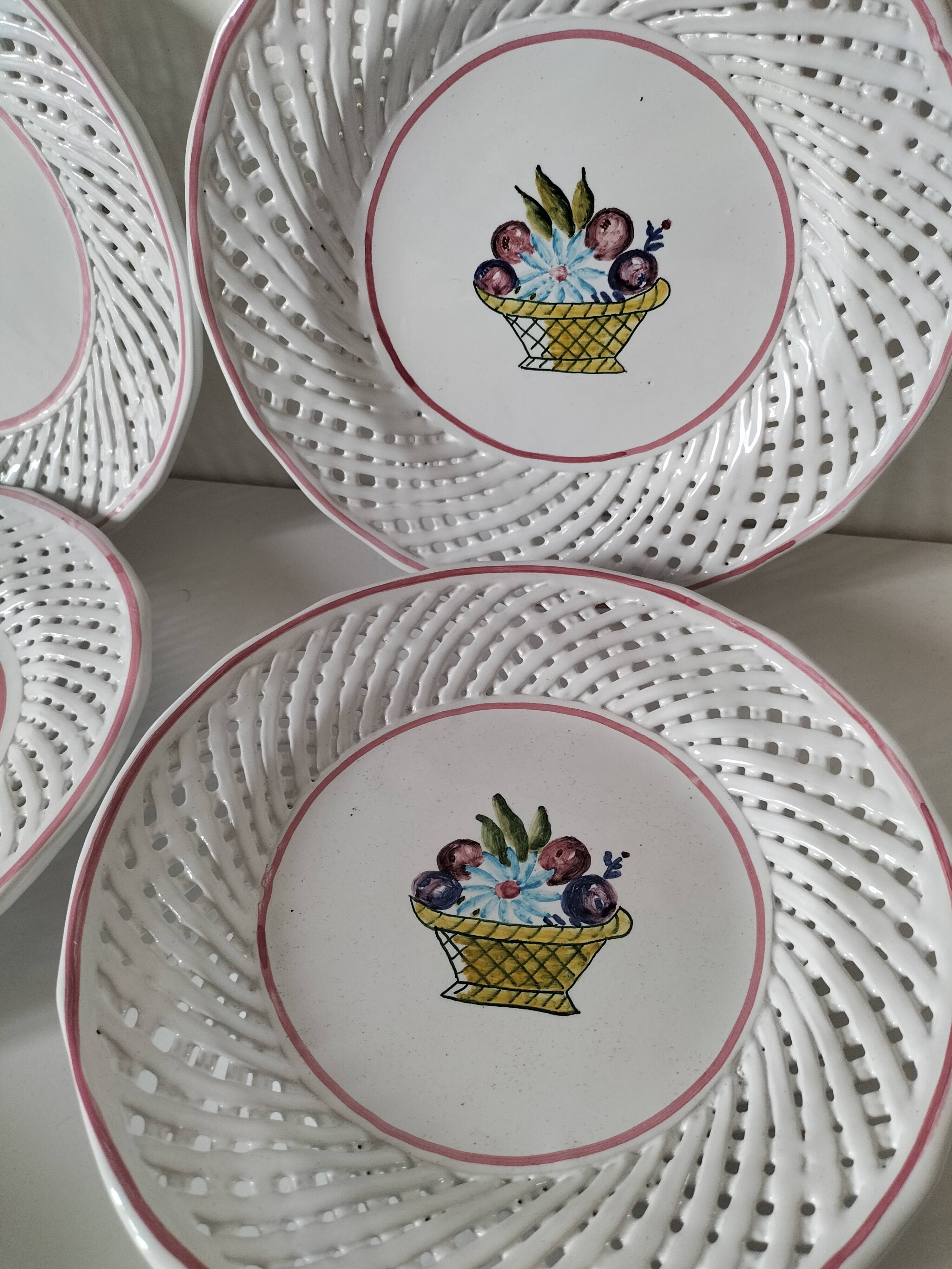 6 pierced dessert plates Portugal