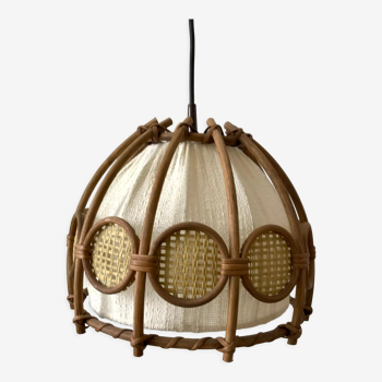 Scandinavian suspension in rattan canvas and canning 60s-70s