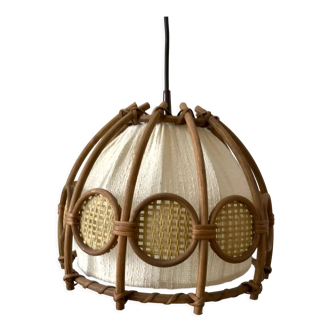 Scandinavian suspension in rattan canvas and canning 60s-70s